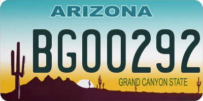 AZ license plate BGO0292