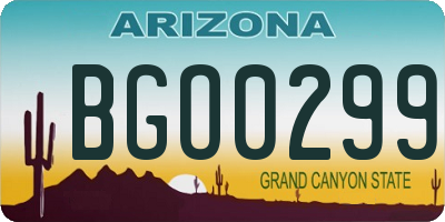 AZ license plate BGO0299