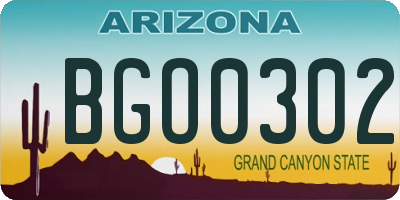 AZ license plate BGO0302