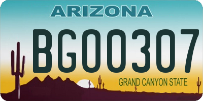 AZ license plate BGO0307