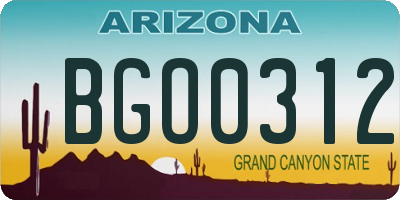 AZ license plate BGO0312