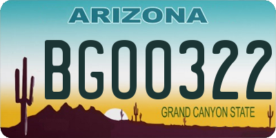 AZ license plate BGO0322