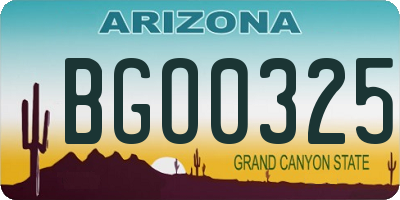AZ license plate BGO0325