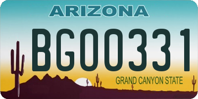 AZ license plate BGO0331
