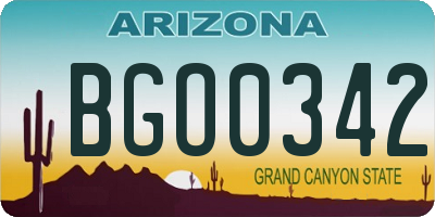 AZ license plate BGO0342