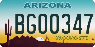 AZ license plate BGO0347