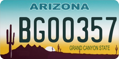 AZ license plate BGO0357