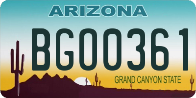 AZ license plate BGO0361