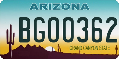 AZ license plate BGO0362