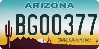 AZ license plate BGO0377