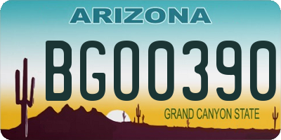 AZ license plate BGO0390