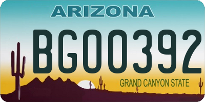 AZ license plate BGO0392