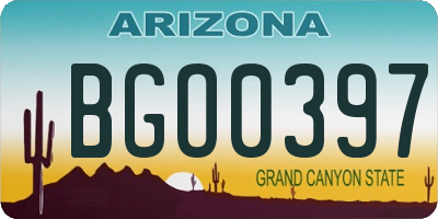 AZ license plate BGO0397