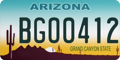 AZ license plate BGO0412
