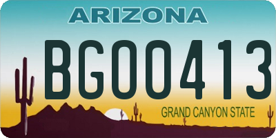 AZ license plate BGO0413