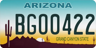 AZ license plate BGO0422