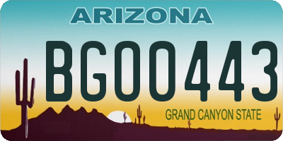 AZ license plate BGO0443