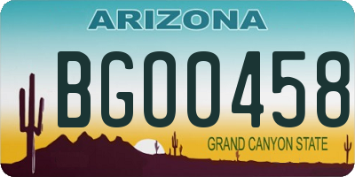 AZ license plate BGO0458