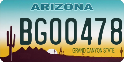 AZ license plate BGO0478