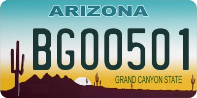 AZ license plate BGO0501