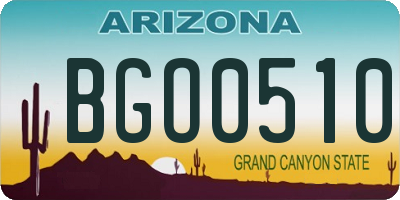AZ license plate BGO0510