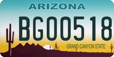 AZ license plate BGO0518