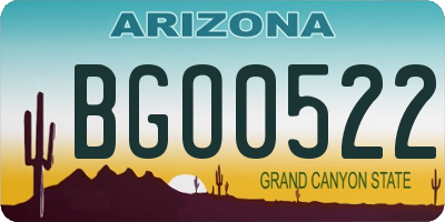 AZ license plate BGO0522