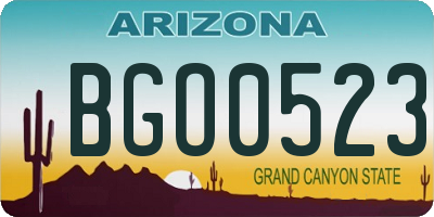 AZ license plate BGO0523