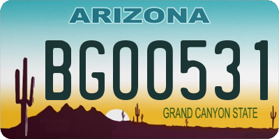 AZ license plate BGO0531