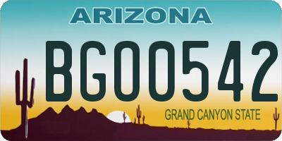 AZ license plate BGO0542