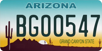AZ license plate BGO0547