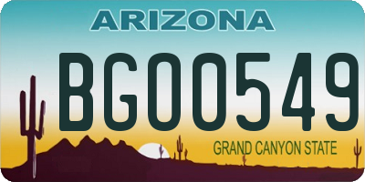 AZ license plate BGO0549