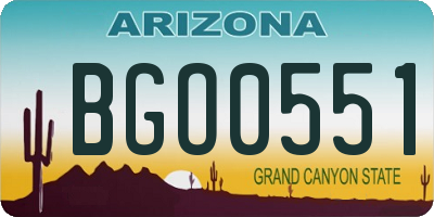 AZ license plate BGO0551