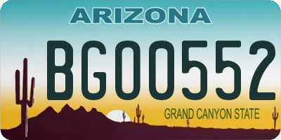 AZ license plate BGO0552
