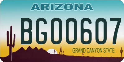 AZ license plate BGO0607