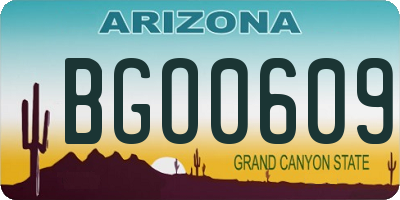 AZ license plate BGO0609