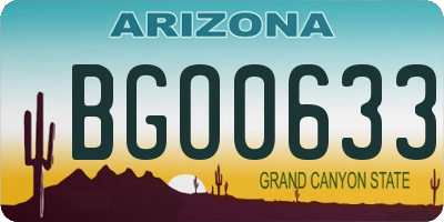 AZ license plate BGO0633