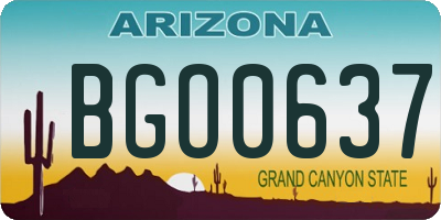 AZ license plate BGO0637