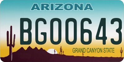 AZ license plate BGO0643