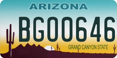 AZ license plate BGO0646