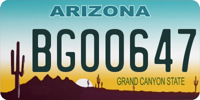 AZ license plate BGO0647