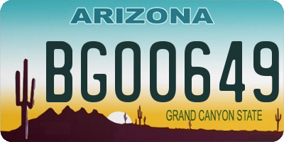 AZ license plate BGO0649