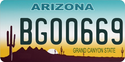 AZ license plate BGO0669