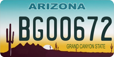 AZ license plate BGO0672