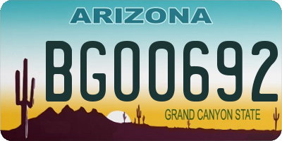 AZ license plate BGO0692