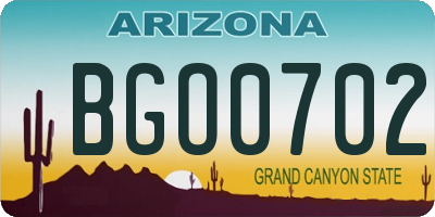 AZ license plate BGO0702