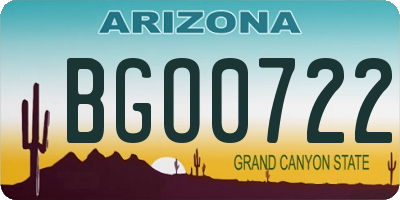 AZ license plate BGO0722