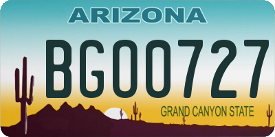AZ license plate BGO0727