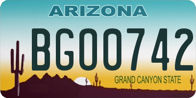 AZ license plate BGO0742