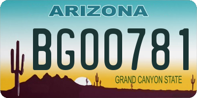 AZ license plate BGO0781